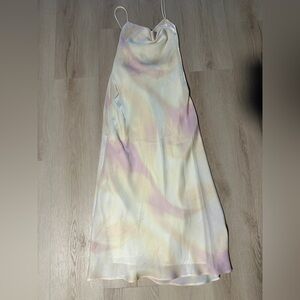 NWT Zara Cream and Pink Satin Dress L